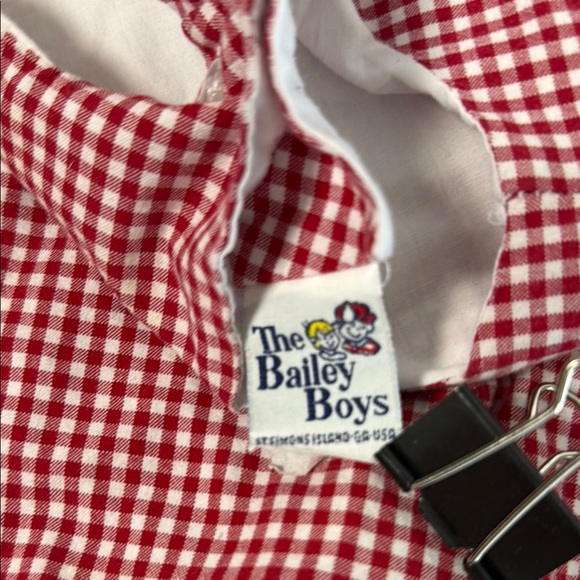 The Bailey Boys Red Gingham Football Overalls sz 12 mo - Picture 9 of 11
